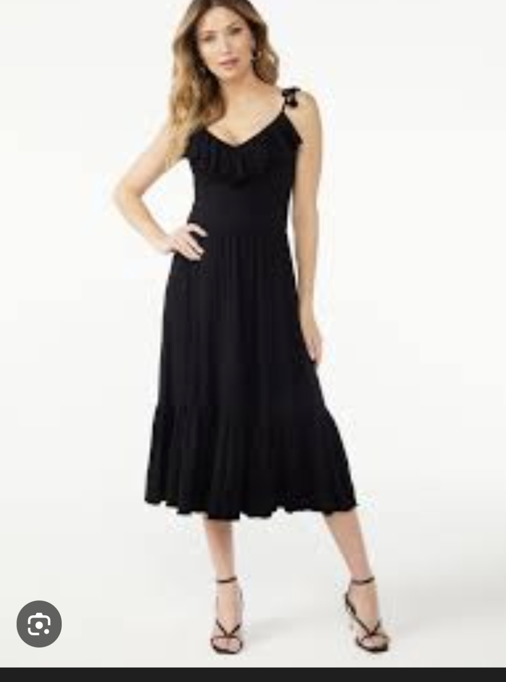 Nwt Women's Sofia Jeans Tiered Maxi Dress with Ruffle Front Black Sz M